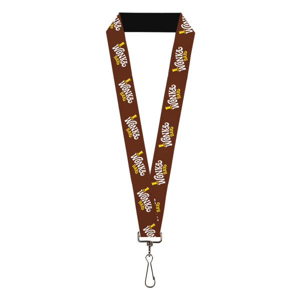 Buckle-Down Lanyard - 1.0" - Willy Wonka and the Chocolate Factory WONKA BAR Logo Brown/Yellow/White