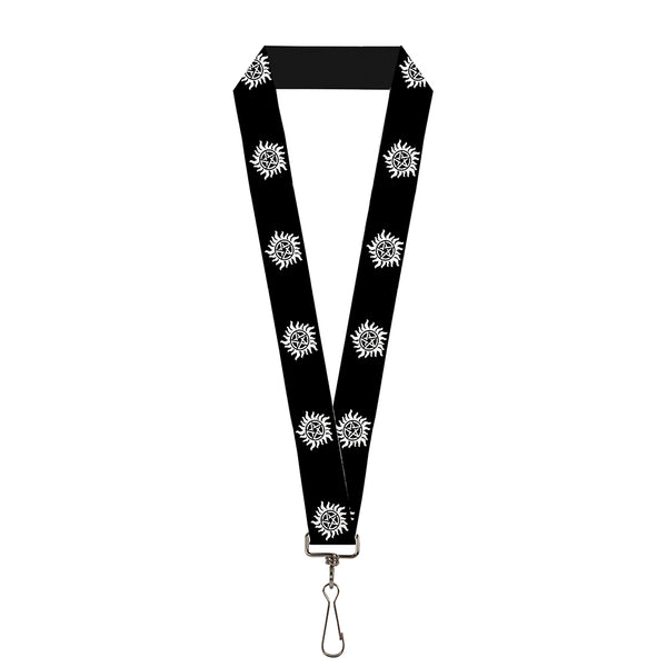 Buckle-Down Lanyard - 1.0" - Winchester Pentagram Repeat Black White