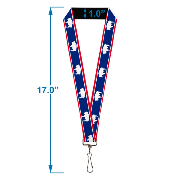 Buckle-Down Lanyard - 1.0" - Wyoming Flags Bison Silhouette