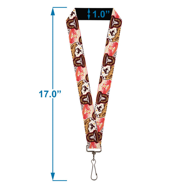 Buckle-Down Lanyard - 1.0" - Yellowstone Patches Stacked Browns/Reds/Yellows