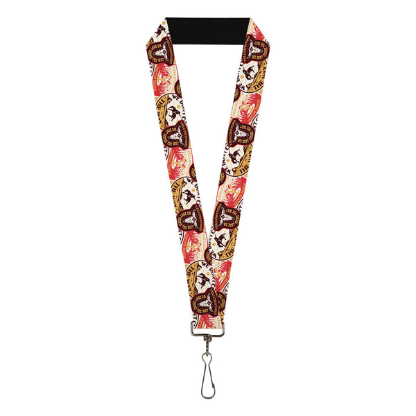 Buckle-Down Lanyard - 1.0" - Yellowstone Patches Stacked Browns/Reds/Yellows