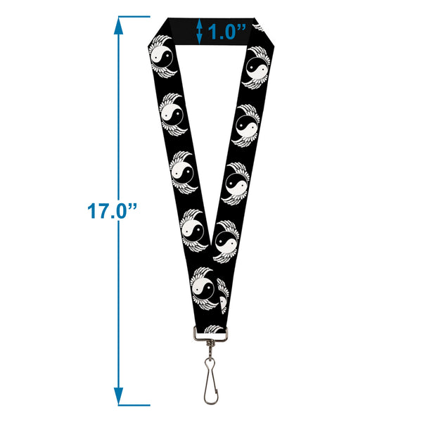 Buckle-Down Lanyard - 1.0" - Yin Yang W Wings Black White