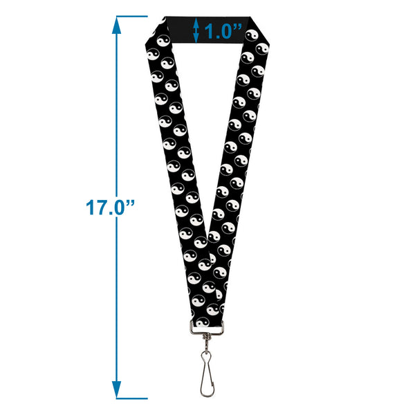 Buckle-Down Lanyard - 1.0" - Ying Yang Monogram Black White