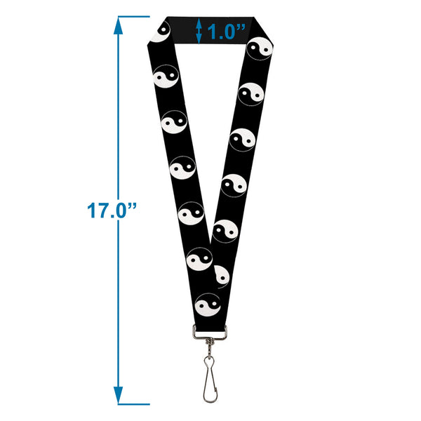 Buckle-Down Lanyard - 1.0" - Ying Yang Symbol Black White