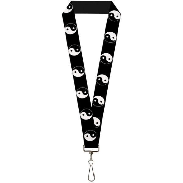 Buckle-Down Lanyard - 1.0" - Ying Yang Symbol Black White