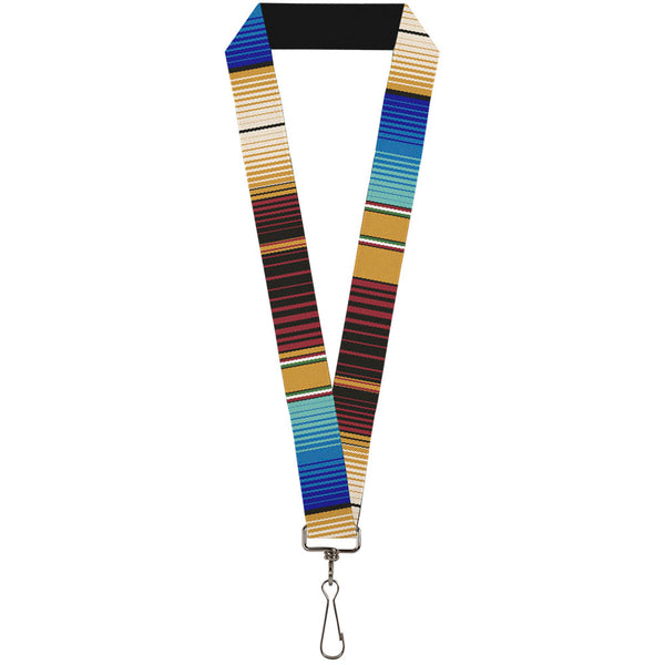Buckle-Down Lanyard - 1.0" - Zarape6 Vertical Stripe Gold Blues Black Red
