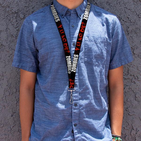 Buckle-Down Lanyard - 1.0" - Zombies Y U NO DIE Black White Red