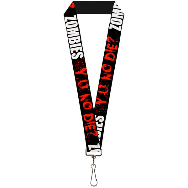 Buckle-Down Lanyard - 1.0" - Zombies Y U NO DIE Black White Red