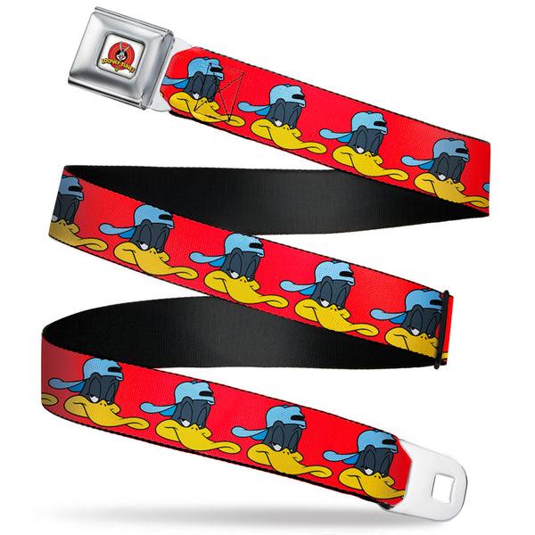 Buckle-Down Looney Tunes Logo Full Color White Seatbelt Belt - Daffy Duck Hip Hop Expression2 Red Webbing