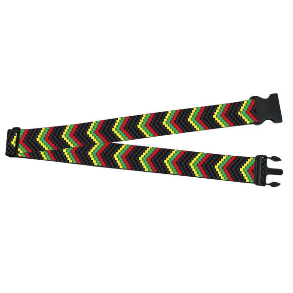 Buckle-Down Luggage Strap - 2.0" - Chevron Weave Black/Rasta