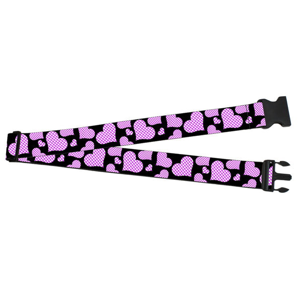 Buckle-Down Luggage Strap - 2.0" - Eighties Hearts Black/Fuchsia/White