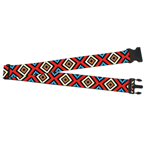 Buckle-Down Luggage Strap - 2.0" - Geometric1 Black/Red/Tan/Brown/Baby Blue