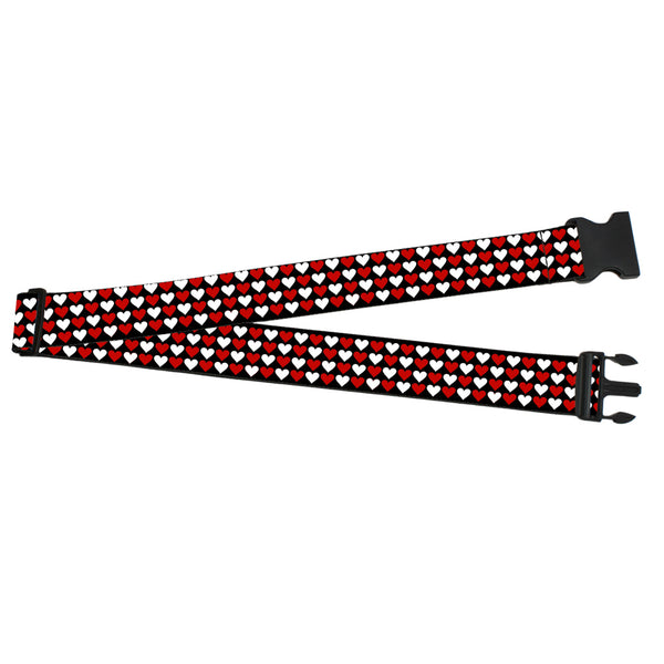 Buckle-Down Luggage Strap - 2.0" - Mini Hearts Black/Red/White