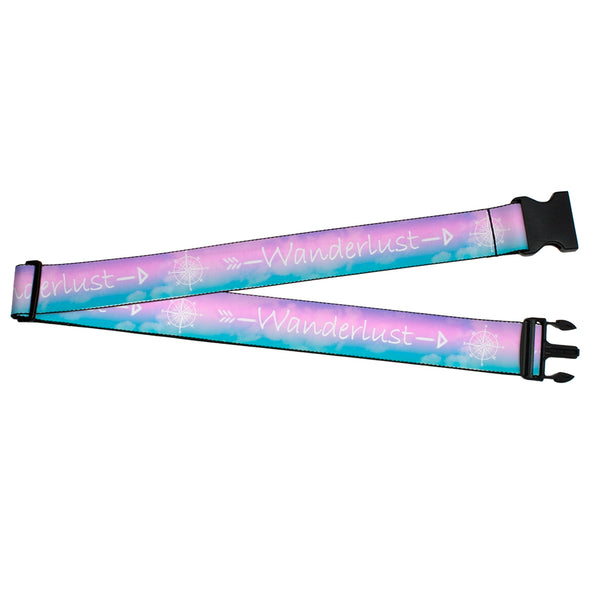 Buckle-Down Luggage Strap - 2.0" - WANDERLUST/Compass Pastels Purple/Pink/Blue/White