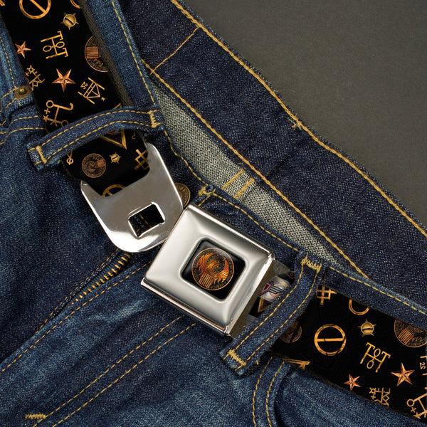 Buckle-Down MACUSA Seal Full Color Black/Gold Seatbelt Belt - Fantastic Beasts And Where To Find Them Icons Scattered Black/Golds Webbing