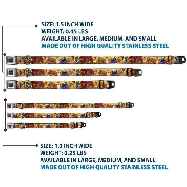 Buckle-Down MASTERS OF THE UNIVERSE REVELATION Title Logo Full Color Black Seatbelt Buckle Collar - MOTU Revelation Eight Character Group Pose Yellow