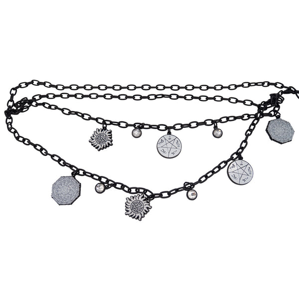 Buckle-Down Metal Chain Belt - Black Chain With Supernatural Television Series Charms
