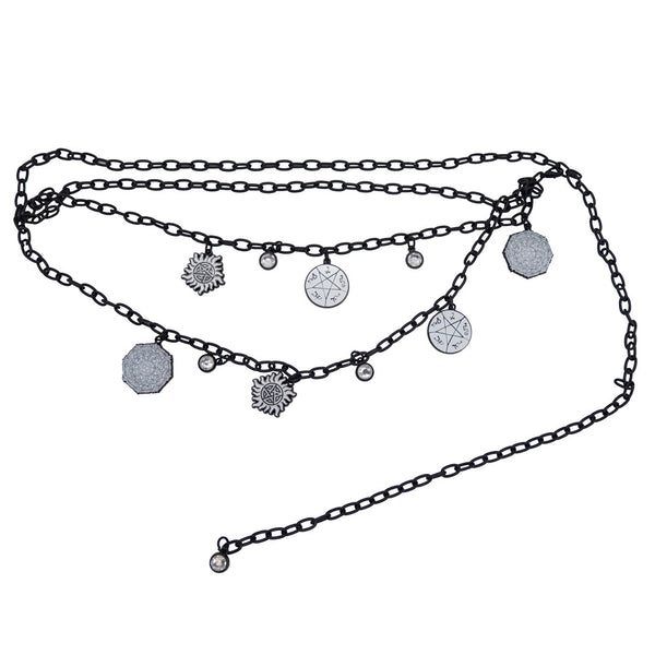 Buckle-Down Metal Chain Belt - Black Chain with Supernatural Television Series Charms