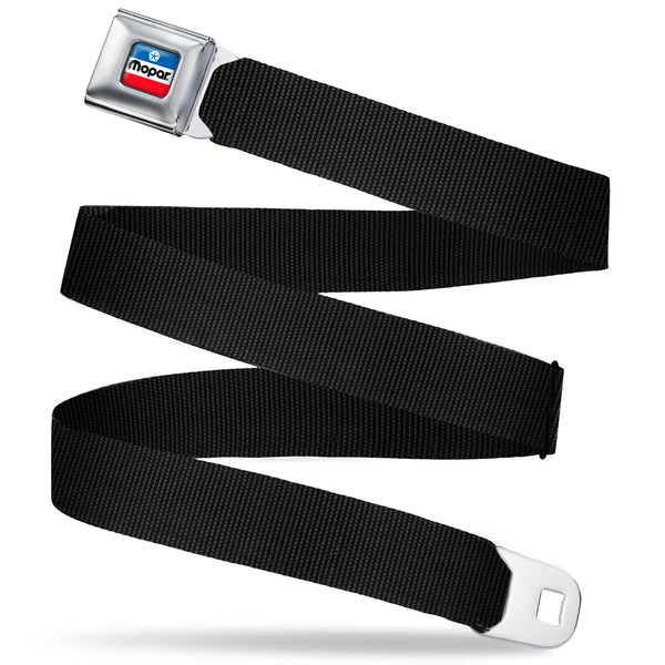 Buckle-Down MOPAR Chrysler Logo Full Color White/Blue/Red/Black Seatbelt Belt - Black Webbing