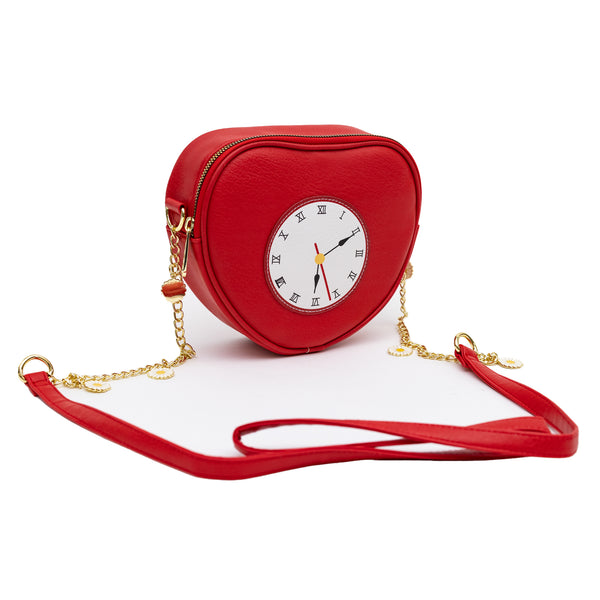 Buckle-Down Movies Bag Cross Body The Wizard Of Oz Tin Man Heart Clock Replica Red Vegan Leather
