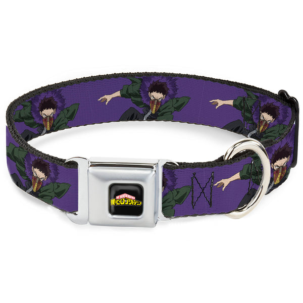 Buckle-Down MY HERO ACADEMIA Title Logo Full Color Black Seatbelt Buckle Collar - My Hero Academia Kai Chisaki Action Pose Purple