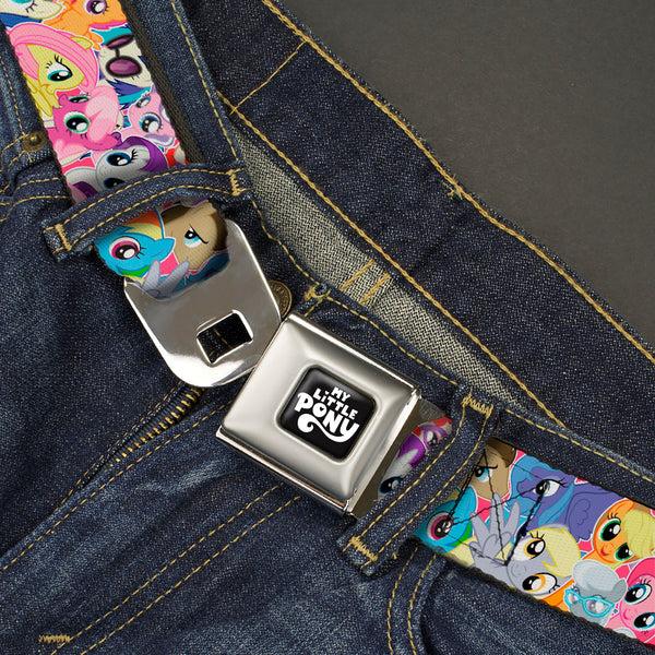 Buckle-Down MY LITTLE PONY Title Logo Full Color Black/Purple/White Seatbelt Belt - My Little Pony Ponies Expressions Stacked Webbing