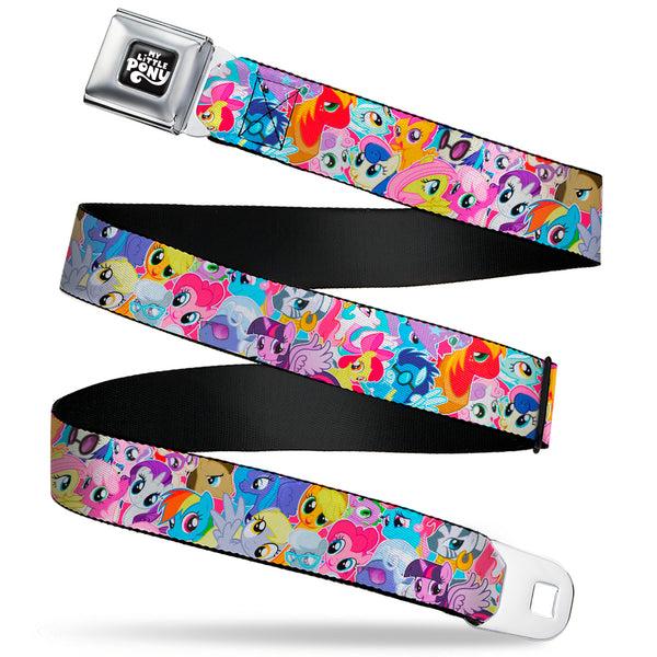 Buckle-Down MY LITTLE PONY Title Logo Full Color Black/Purple/White Seatbelt Belt - My Little Pony Ponies Expressions Stacked Webbing