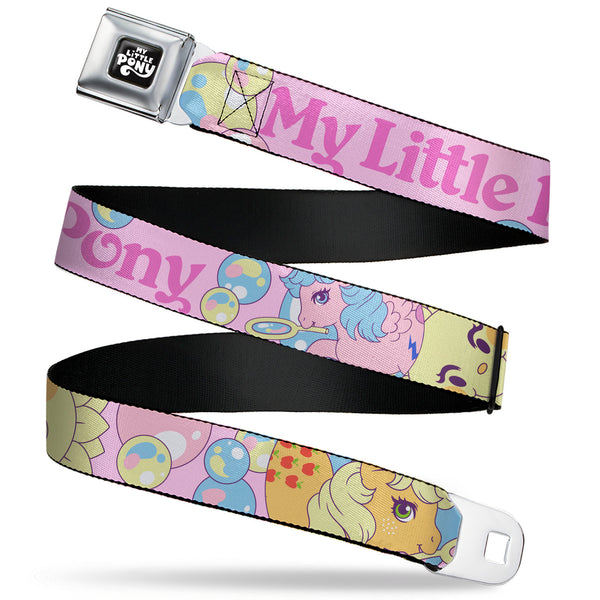 Buckle-Down MY LITTLE PONY Title Logo Full Color Black/Purple/White Seatbelt Belt - MY LITTLE PONY Two Pony Sunshine Bubbles and Title Logo Pink/Multi Color Webbing