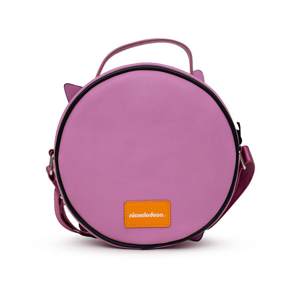 Buckle-Down Nickelodeon Bag Cross Body Round Invader Zim Piggy Close Up Applique With Embroidery Pink Vegan Leather