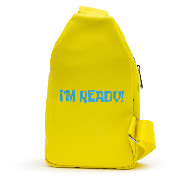 Buckle-Down Nickelodeon Bag Sling SpongeBob SquarePants Smiling Face Character Close Up Yellow Bounding Vegan Leather