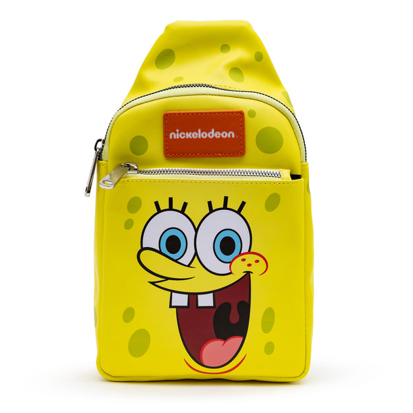 Buckle-Down Nickelodeon Bag Sling SpongeBob SquarePants Smiling Face Character Close Up Yellow Bounding Vegan Leather