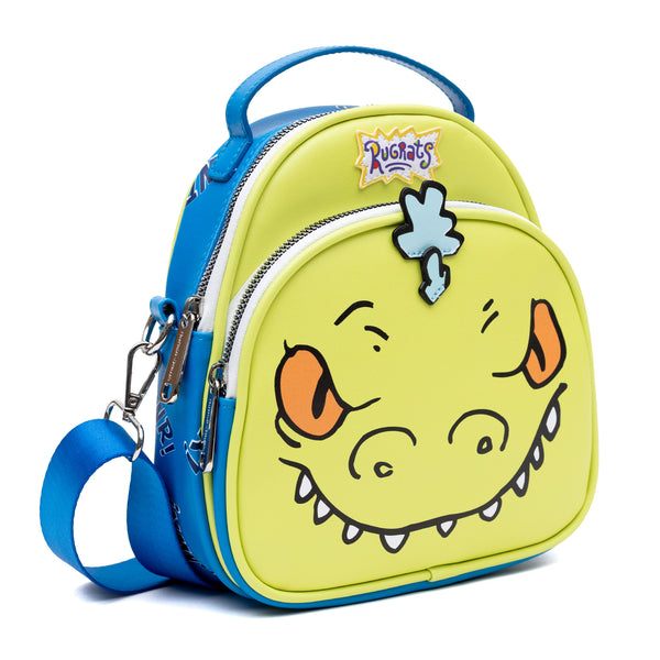 Buckle-Down Nickelodeon Vegan Leather Cross Body Bag Rugrats Reptar Character Close Up Applique With Rawr Text