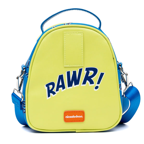 Buckle-Down Nickelodeon Vegan Leather Cross Body Bag Rugrats Reptar Character Close Up Applique With Rawr Text