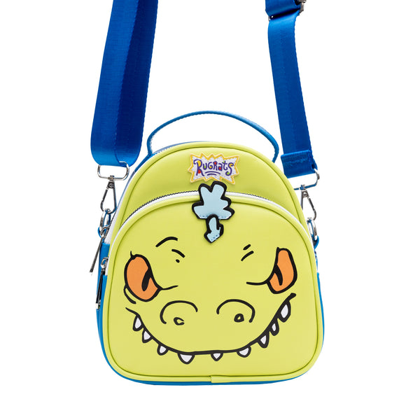 Buckle-Down Nickelodeon Vegan Leather Cross Body Bag Rugrats Reptar Character Close Up Applique With Rawr Text