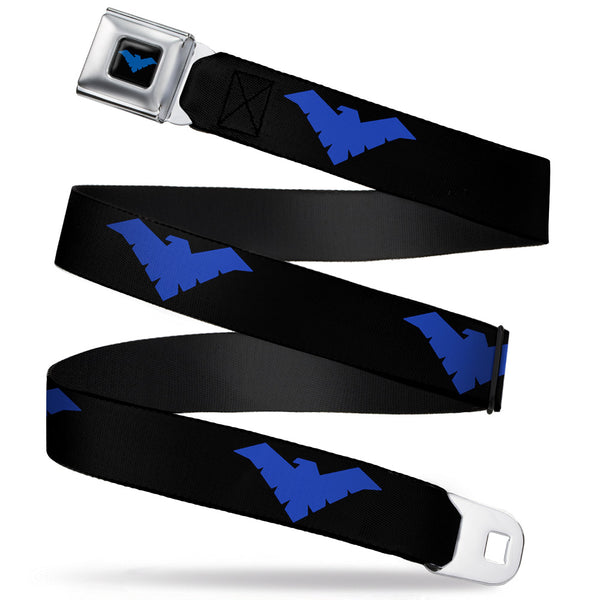 Buckle-Down Nightwing Logo Full Color Black Blue Seatbelt Belt - Nightwing Logo Black/Blue Webbing Buckle-Down Nightwing Logo Full Color Black Blue Seatbelt Belt - Nightwing Logo Black/Blue Webbing