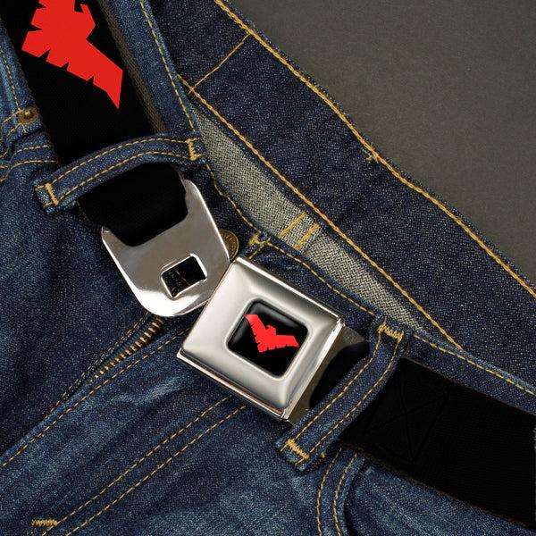 Buckle-Down Nightwing Logo Full Color Black Red Seatbelt Belt - Nightwing Logo Black/Red Webbing