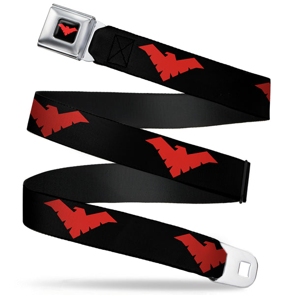 Buckle-Down Nightwing Logo Full Color Black Red Seatbelt Belt - Nightwing Logo Black/Red Webbing