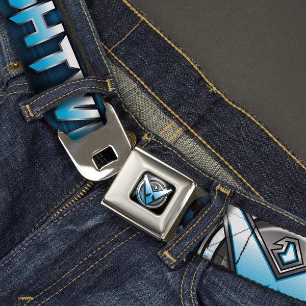 Buckle-Down Nightwing Logo2 Full Color Black Blues Yellow Seatbelt Belt - NIGHTWING Poses/Logo Black/Blues Webbing