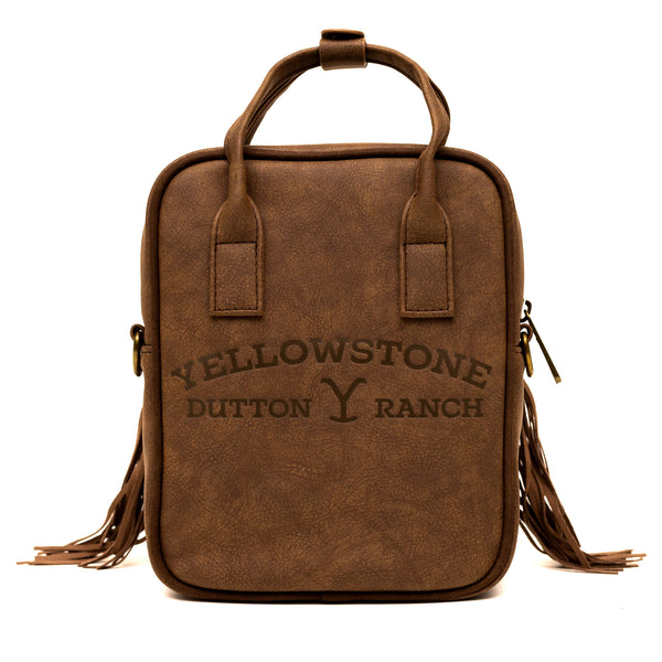 Buckle-Down Paramount Network Bag Cross Body Yellowstone Dutton Ranch Cowboy Cowhide Distressed Brown Vegan Leather