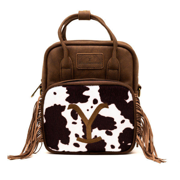 Buckle-Down Paramount Network Bag Cross Body Yellowstone Dutton Ranch Cowboy Cowhide Distressed Brown Vegan Leather