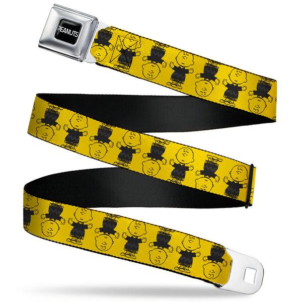 Buckle-Down PEANUTS Title Logo Full Color Black/White Seatbelt Belt - Peanuts Charlie Brown Pose Flip Yellow/Black Webbing Buckle-Down PEANUTS Title Logo Full Color Black/White Seatbelt Belt - Peanuts Charlie Brown Pose Flip Yellow/Black Webbing