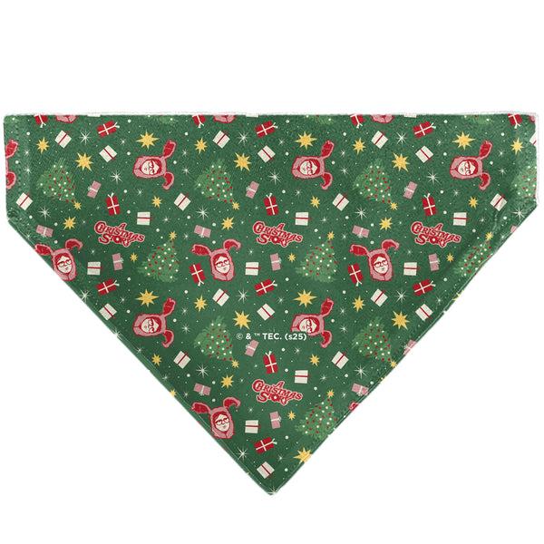 Buckle-Down Pet Bandana - A CHRISTMAS STORY Icons And Title Logo Collage Greens/Reds