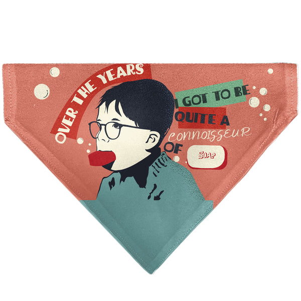 Buckle-Down Pet Bandana - A CHRISTMAS STORY Icons and Title Logo Collage Greens/Reds
