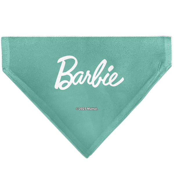 Buckle-Down Pet Bandana - BARBIE Paw Print Icons And Script Blue/Multi Pastel