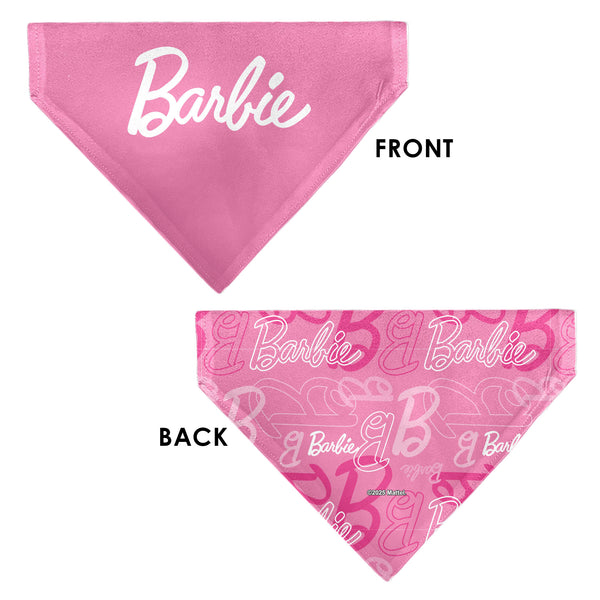 Buckle-Down Pet Bandana - BARBIE Script And B Icon Collage Pinks/White