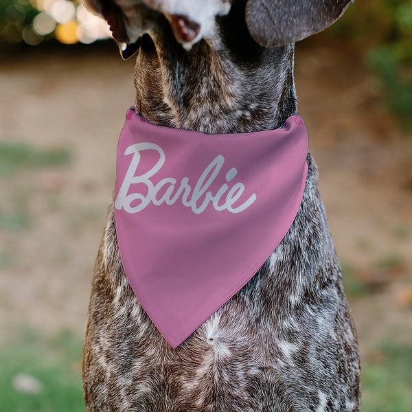 Buckle-Down Pet Bandana - BARBIE Script And B Icon Collage Pinks/White