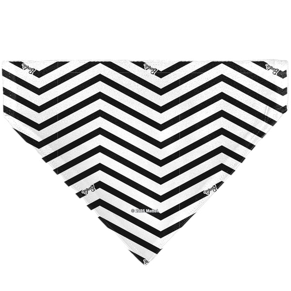 Buckle-Down Pet Bandana - BARBIE Script Heart Chevron White/Black/Pinks