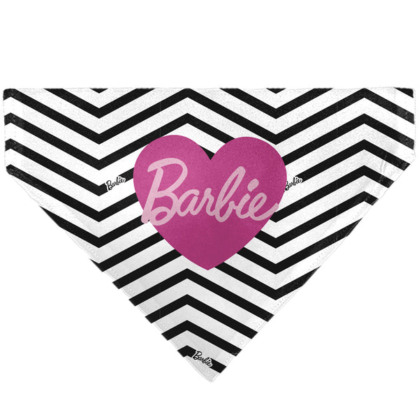Buckle-Down Pet Bandana - BARBIE Script Heart Chevron White/Black/Pinks Buckle-Down Pet Bandana - BARBIE Script Heart Chevron White/Black/Pinks