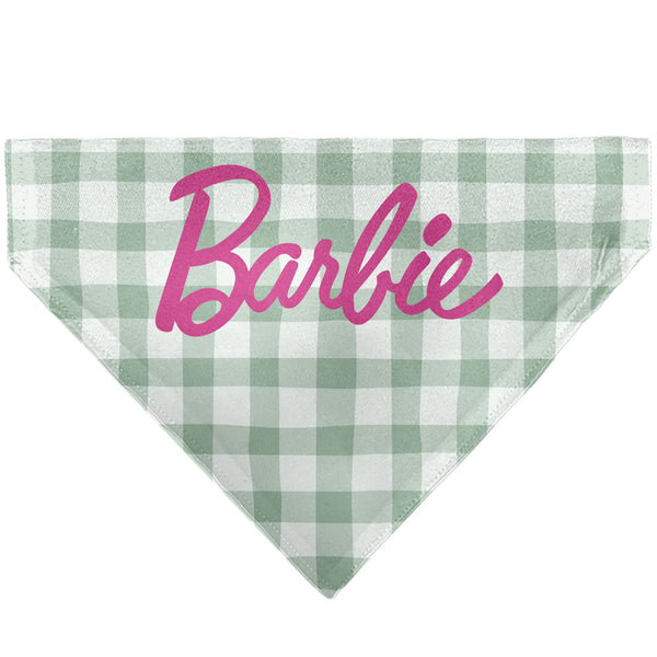 Buckle-Down Pet Bandana - BARBIE Script Plaid Beige/Olive/Pink Buckle-Down Pet Bandana - BARBIE Script Plaid Beige/Olive/Pink