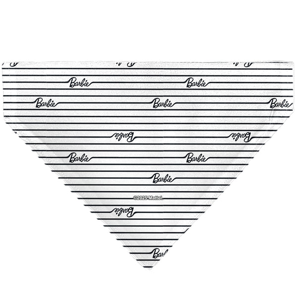 Buckle-Down Pet Bandana - BARBIE Script Stripe White/Black
